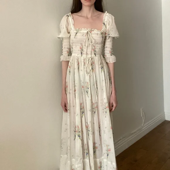 dior blue floral dress CHRISTIAN DIOR Size 4 Blue & Red Floral Silk Ribbon Bustier Cocktail Dress